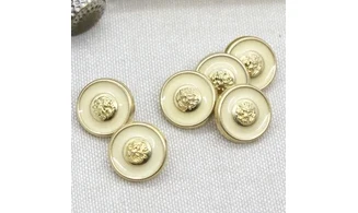 6 boutons / 15MM / Beige et centre doré