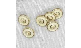 6 boutons / 15MM / Beige et centre doré