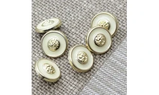 6 boutons / 15MM / Beige et centre doré