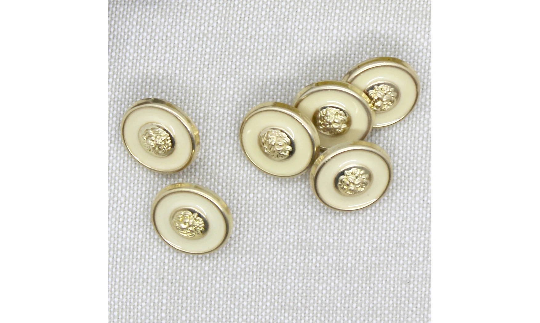 6 boutons / 15MM / Beige et centre doré