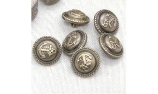 6 boutons / 18MM / Bronze "Ancre marine"