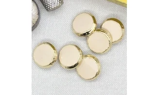 6 boutons / 18MM / Rose et contour doré