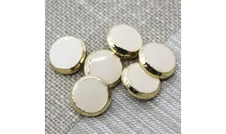 6 boutons / 18MM / Rose et contour doré