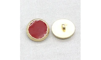 6 boutons / 18MM / Rouge et contour doré