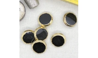 6 boutons / 18MM / Noir et contour doré