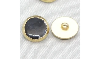 6 boutons / 18MM / Noir et contour doré