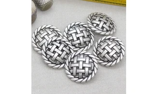 6 boutons / 27MM / Argenté "Tressage"