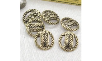 6 boutons / 22MM / métal doré "Corde"