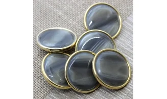 6 boutons / 31,5MM / Cabochon vert, or