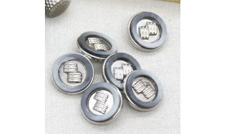6 boutons / 19MM / Argenté "Cercle gris"