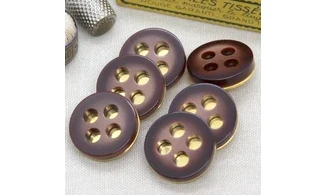 6 boutons / 27MM / Brun Base dorée