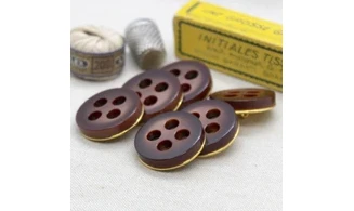 6 boutons / 27MM / Brun Base dorée