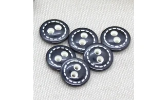 6 boutons / 13,5MM / Bleu marine couture