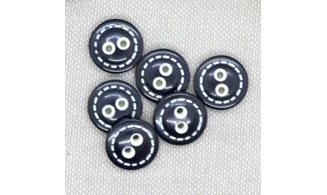 6 boutons / 13,5MM / Bleu marine couture