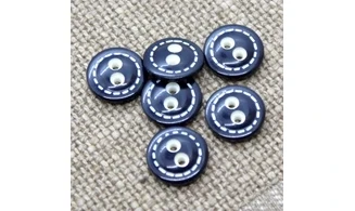 6 boutons / 13,5MM / Bleu marine couture