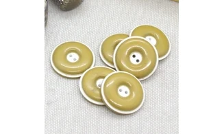 6 boutons / 18MM / jaune sur blanc