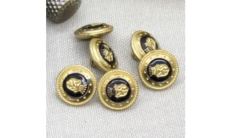 6 boutons / 14MM / Noir et or "Blason"