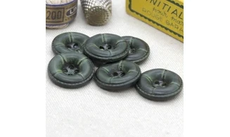 6 boutons / 21MM / Vert "Cuir"