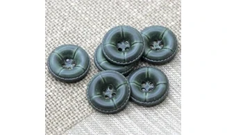 6 boutons / 21MM / Vert "Cuir"