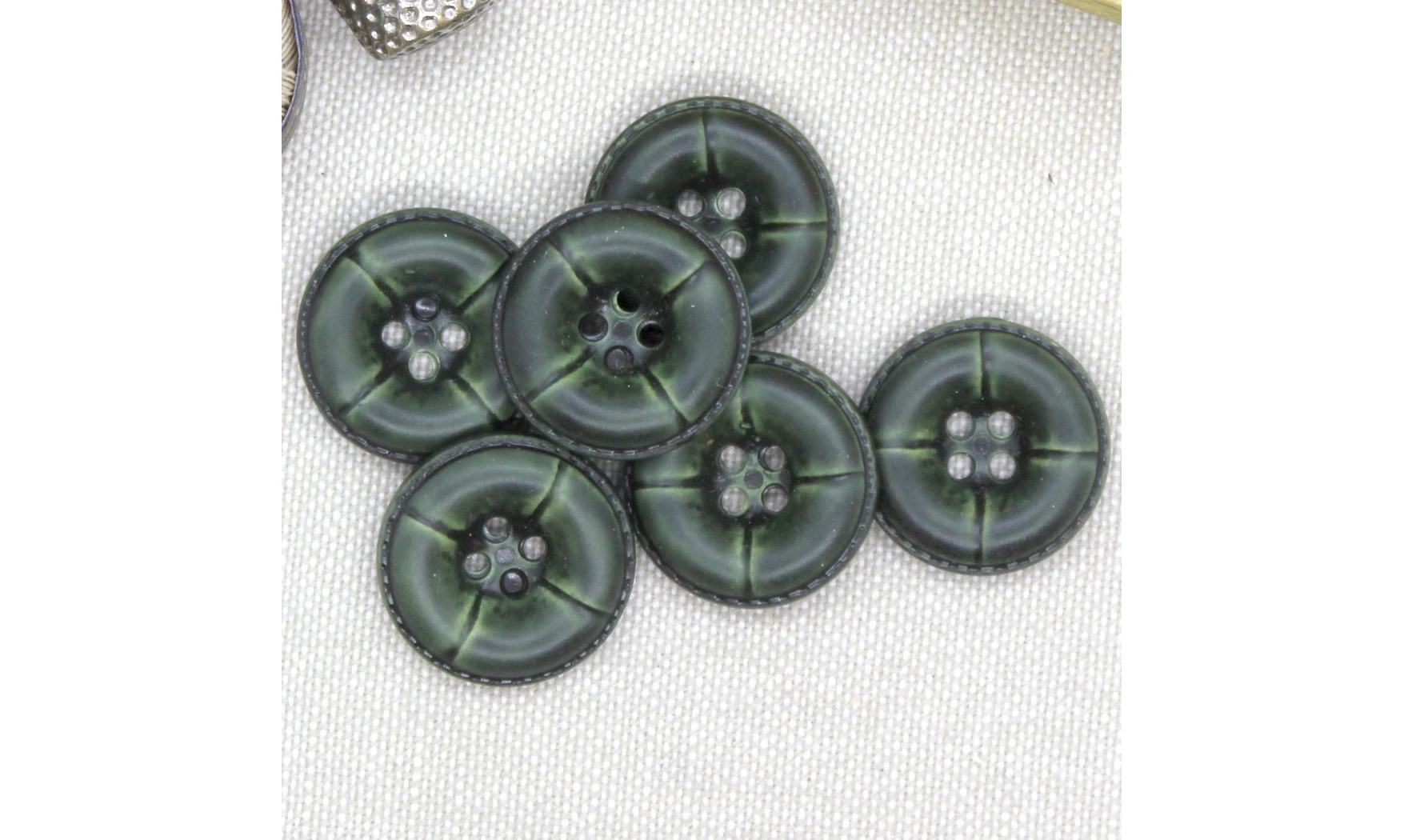 6 boutons / 21MM / Vert "Cuir"