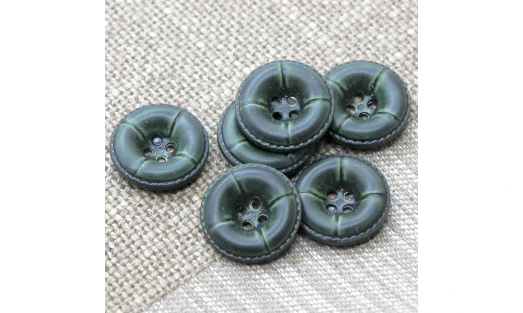 6 boutons / 21MM / Vert "Cuir"
