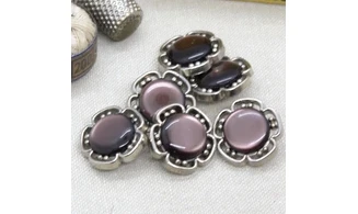 6 boutons / 22MM / Violet "Fleur"