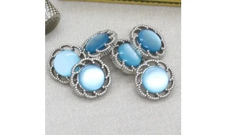 6 boutons / 18MM / Bleu "Fleur"