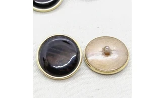 6 boutons / 32MM / Cabochon Brun et or