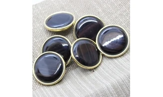 6 boutons / 32MM / Cabochon Brun et or