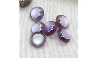 6 boutons / 14MM / Violet Anneau or