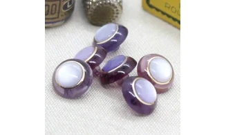 6 boutons / 14MM / Violet Anneau or