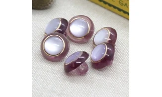 6 boutons / 12MM / Violet Anneau Or
