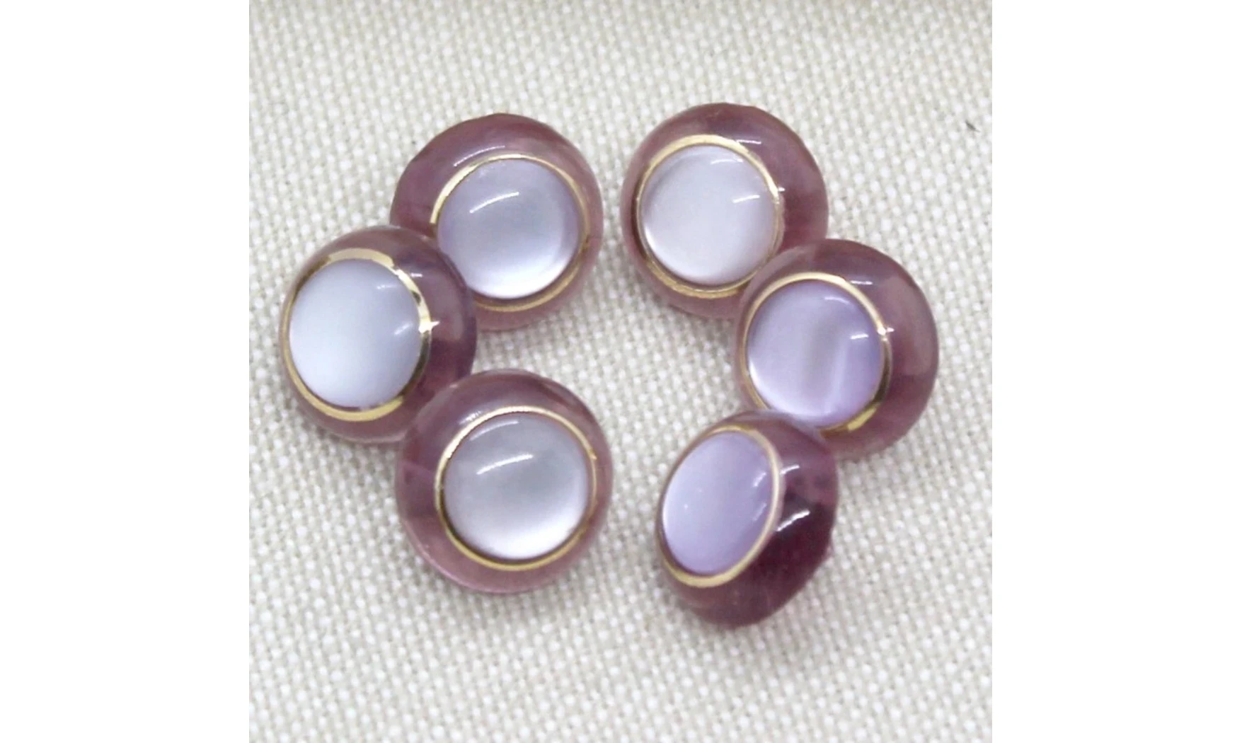 6 boutons / 12MM / Violet Anneau Or