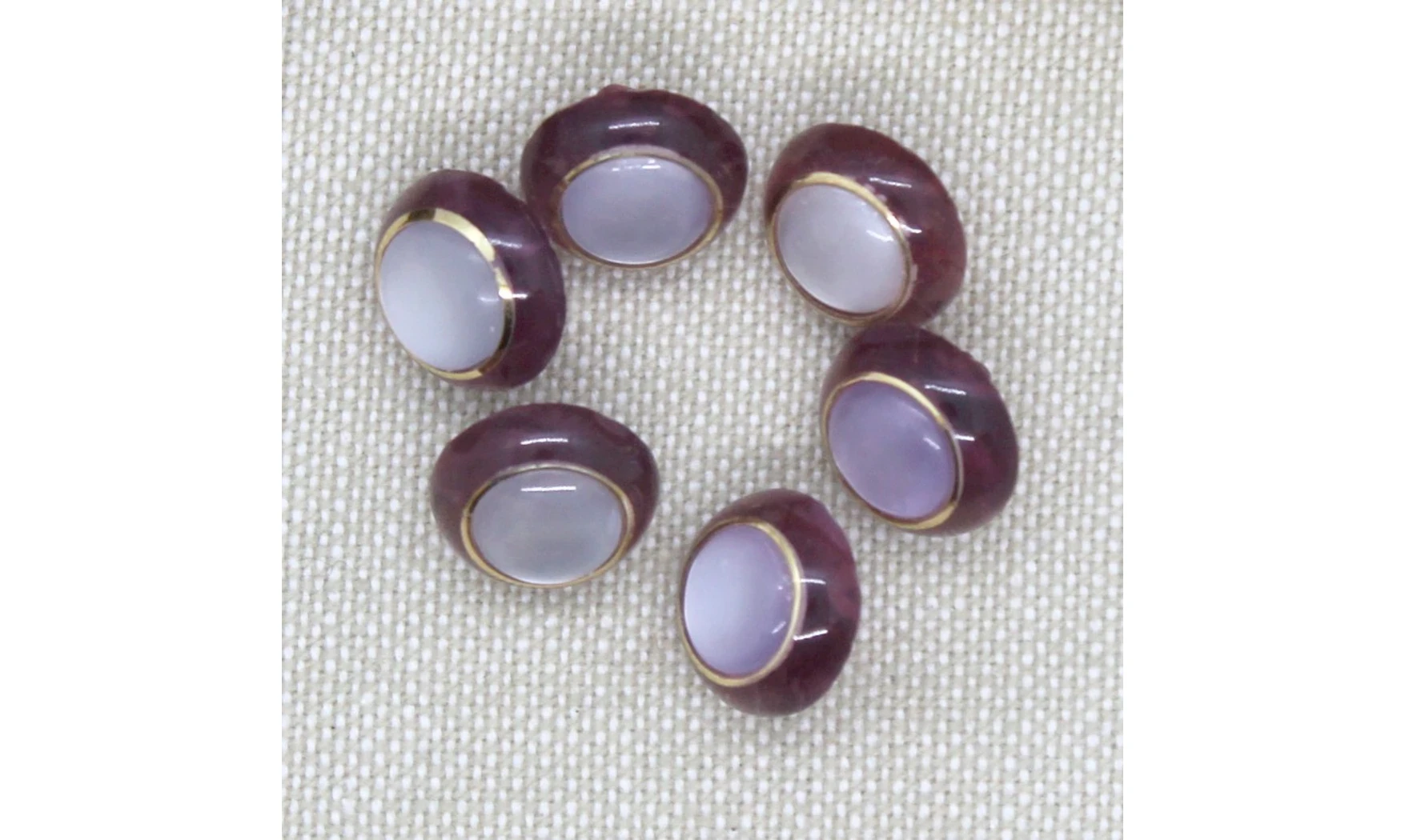 6 boutons / 12MM / Violet Anneau Or
