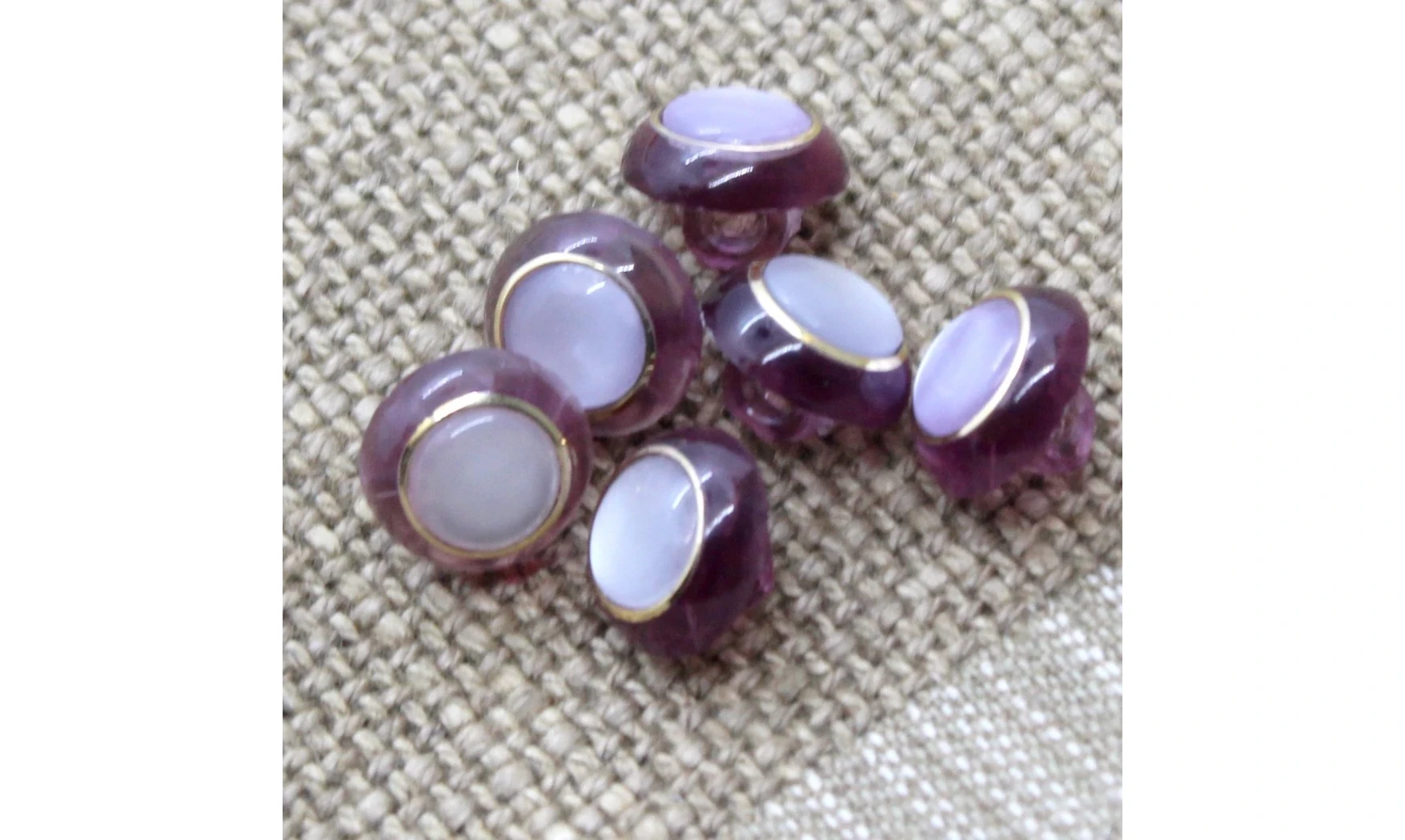 6 boutons / 12MM / Violet Anneau Or