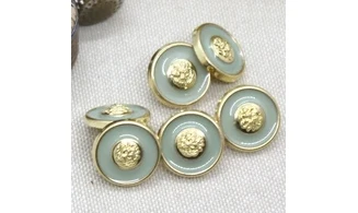 6 boutons / 15MM / Vert Centre doré