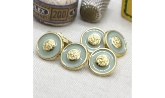 6 boutons / 15MM / Vert Centre doré