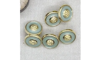 6 boutons / 15MM / Vert Centre doré