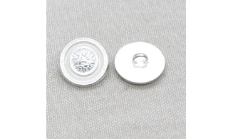 6 boutons / 18MM / Blanc Centre argent
