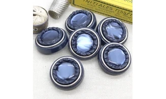 6 boutons / 31MM / Bleu "Bijou"