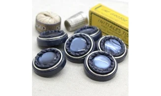 6 boutons / 31MM / Bleu "Bijou"