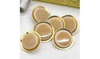 6 boutons / 27MM / Jaune et or "Cercle"
