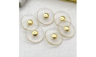6 boutons / 20MM / Transparent et doré