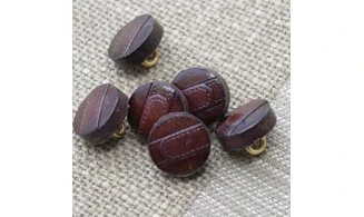 6 boutons / 15MM / Cuir brun