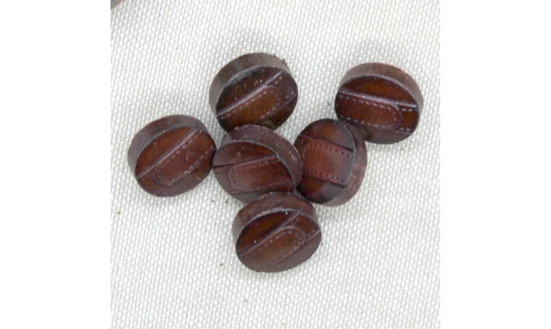 6 boutons / 15MM / Cuir brun