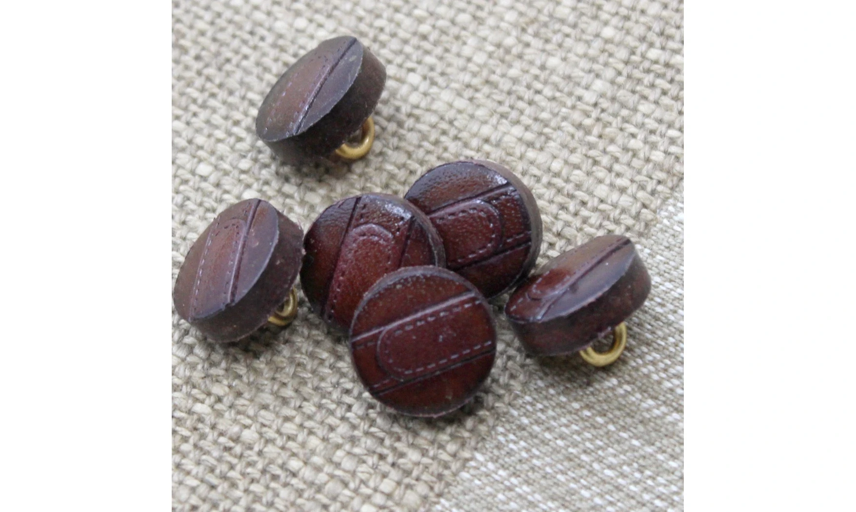 6 boutons / 15MM / Cuir brun