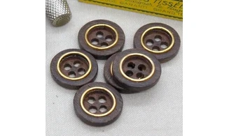 6 boutons / 26MM / Brun "Bois"
