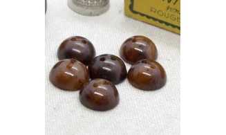 6 boutons / 14MM / Brun Demi sphère