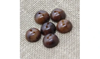 6 boutons / 14MM / Brun Demi sphère