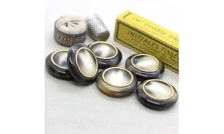 6 boutons / 30MM / Brun "Cercle doré"